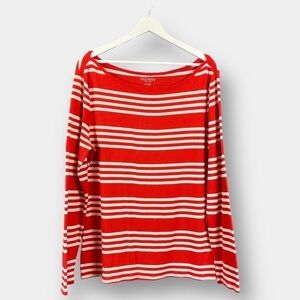 Old Navy Crew Neck Long Sleeve Striped Shirt Orange White Size XL